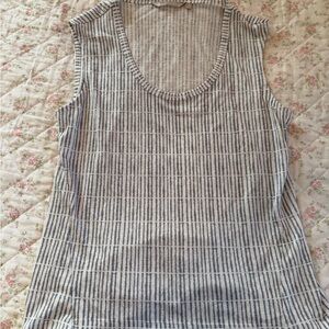 Athleta Gray and White Striped Knit Tank